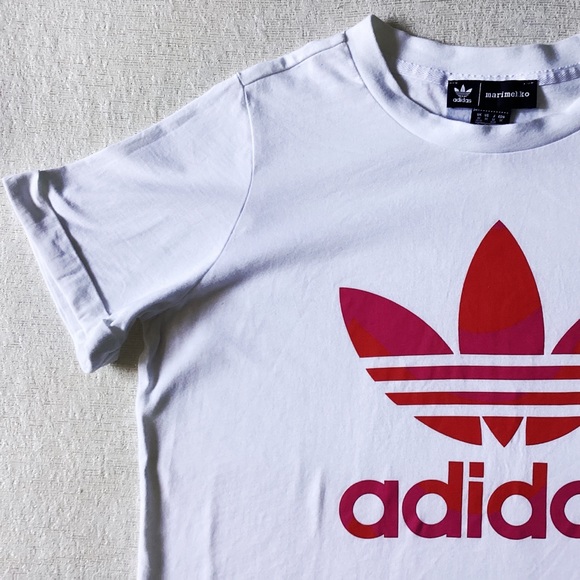 Adidas X Merimekko Trefoil Infill Cropped Tee Woman’s XL Cuffed Short Sleeves - Picture 4 of 16